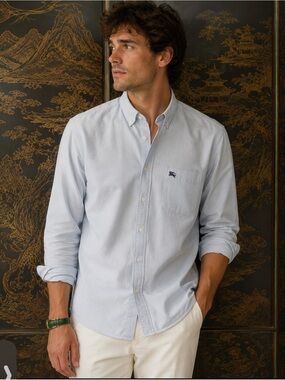 BURBERRY BRIT long Sleeve dress shirt with logo Large (rubs small) EUC